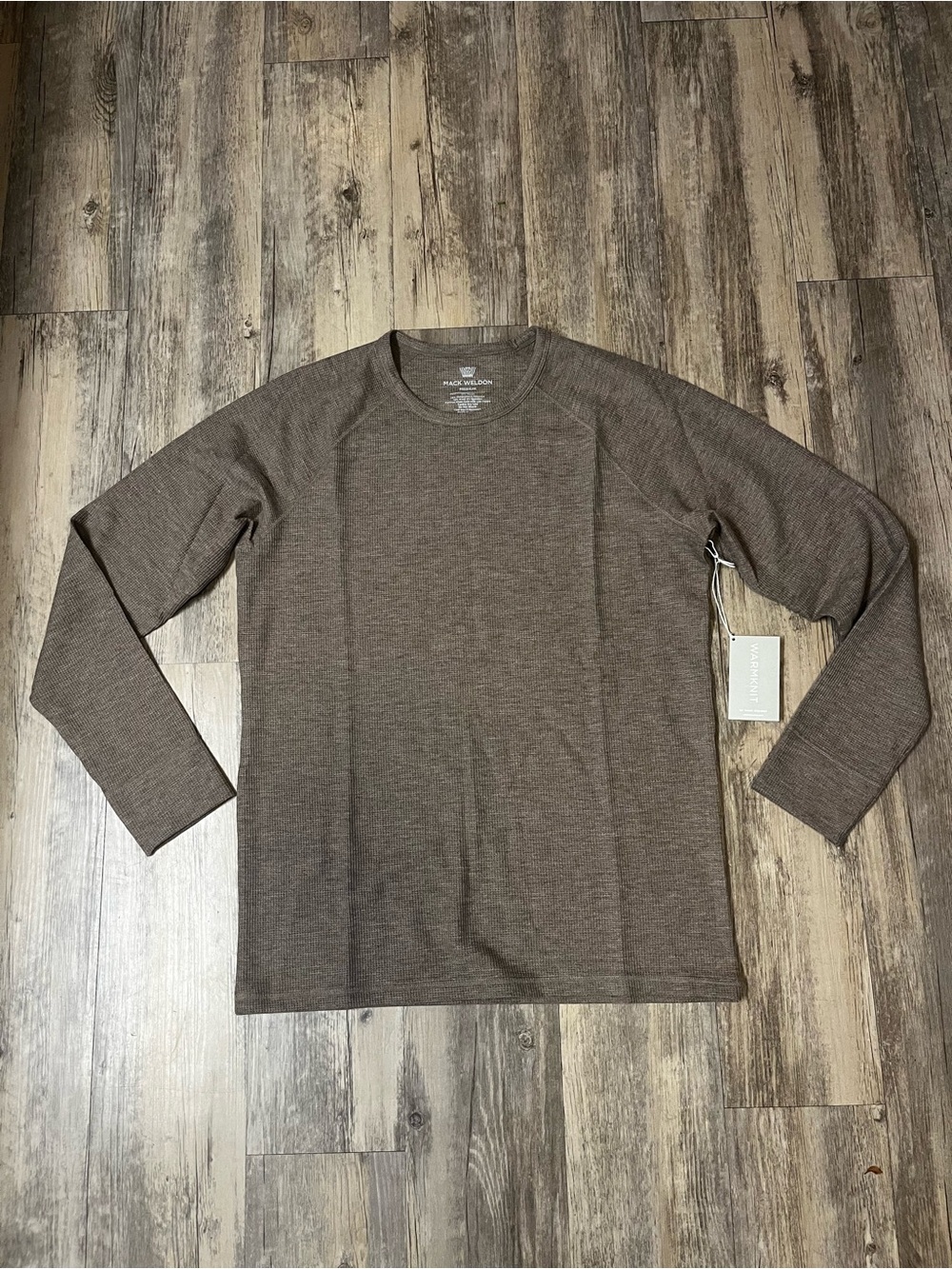 NWT Mack Weldon Warmknit Waffle Crew Long Sleeve Wool Blend Medium